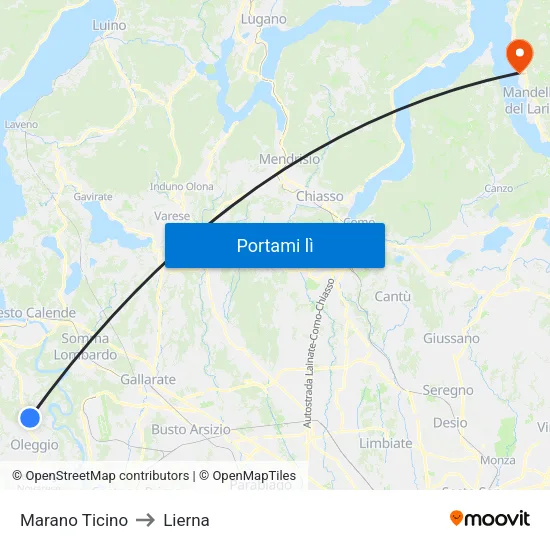 Marano Ticino to Lierna map