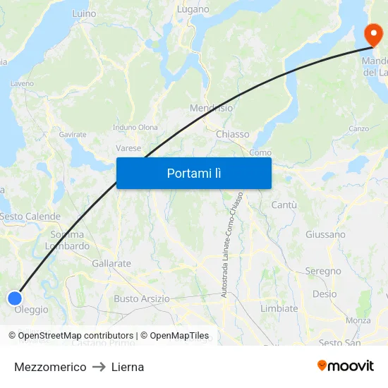 Mezzomerico to Lierna map