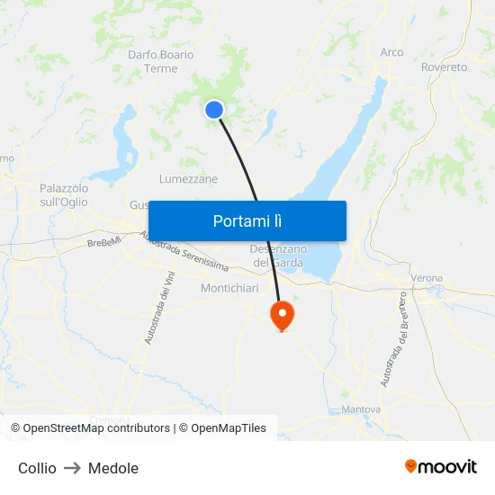 Collio to Medole map