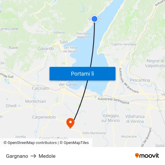 Gargnano to Medole map