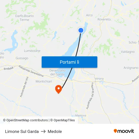Limone Sul Garda to Medole map
