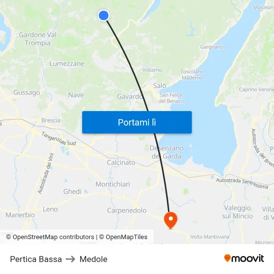 Pertica Bassa to Medole map