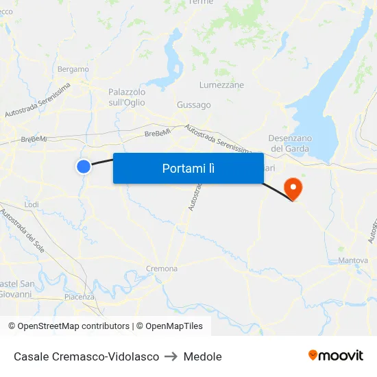 Casale Cremasco-Vidolasco to Medole map