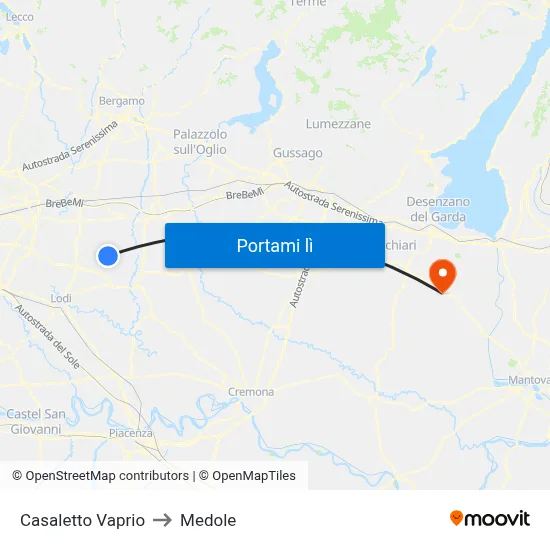 Casaletto Vaprio to Medole map