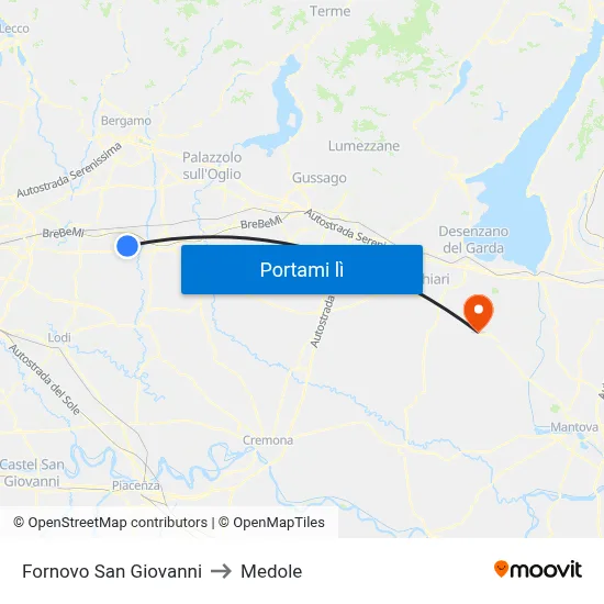 Fornovo San Giovanni to Medole map