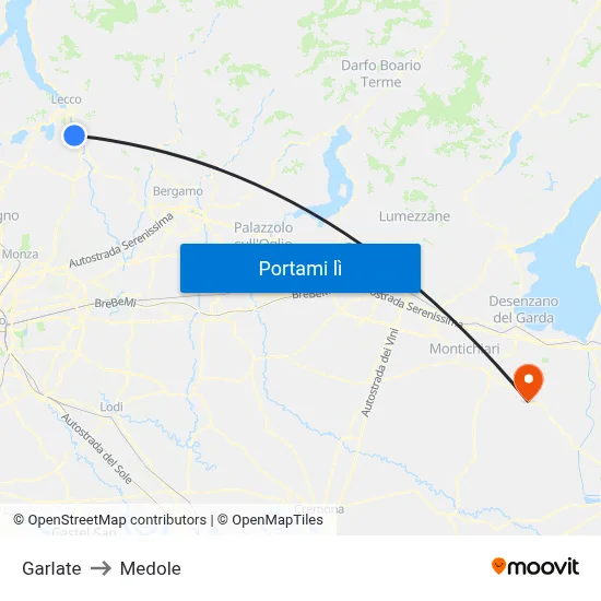 Garlate to Medole map