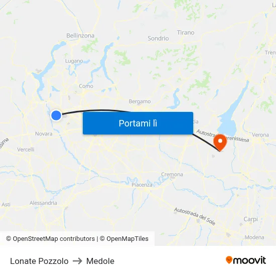 Lonate Pozzolo to Medole map