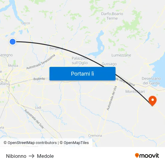 Nibionno to Medole map