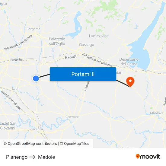 Pianengo to Medole map