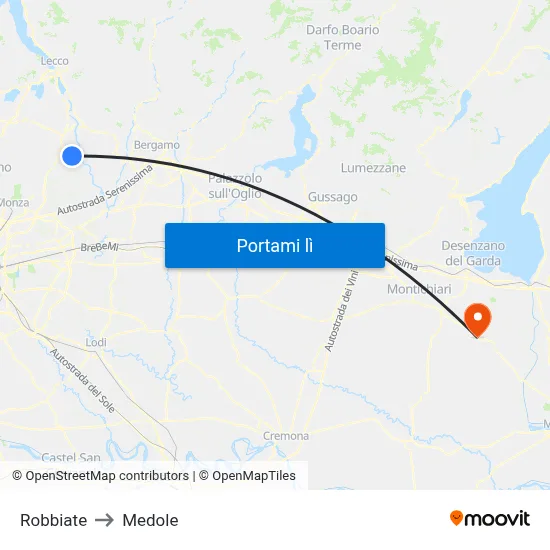 Robbiate to Medole map