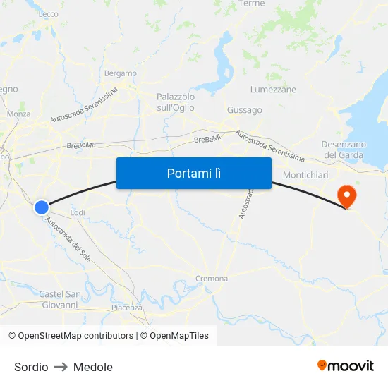 Sordio to Medole map