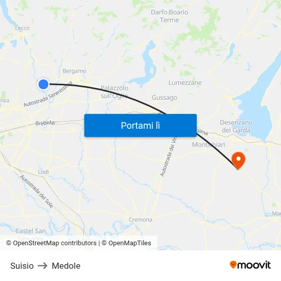 Suisio to Medole map