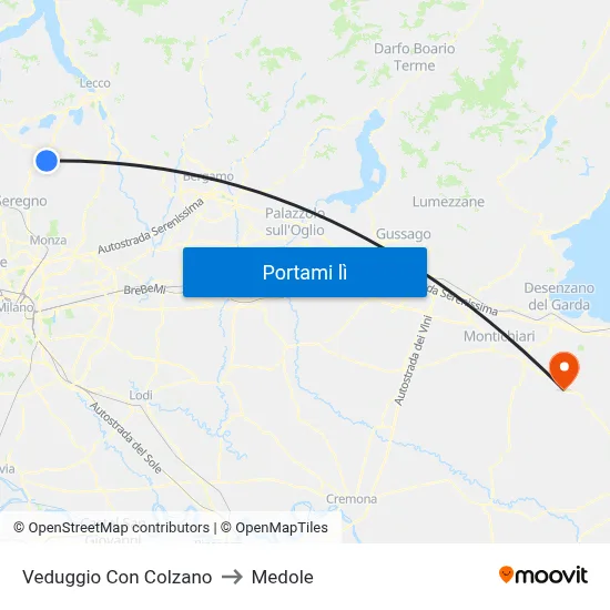 Veduggio Con Colzano to Medole map