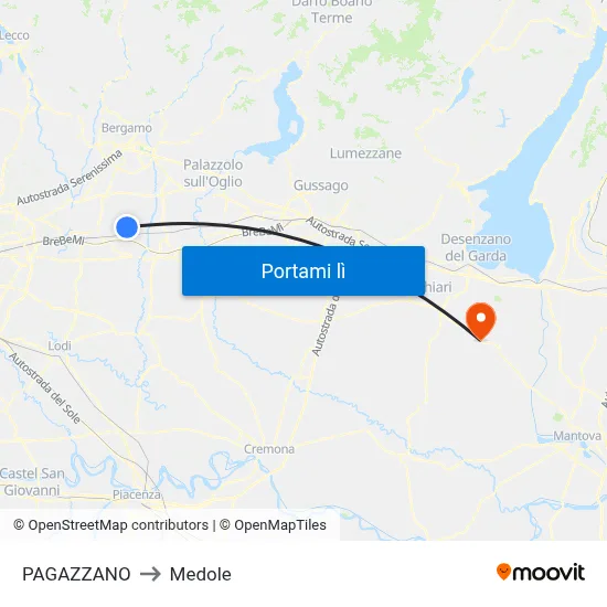 PAGAZZANO to Medole map