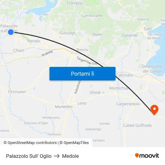 Palazzolo Sull' Oglio to Medole map