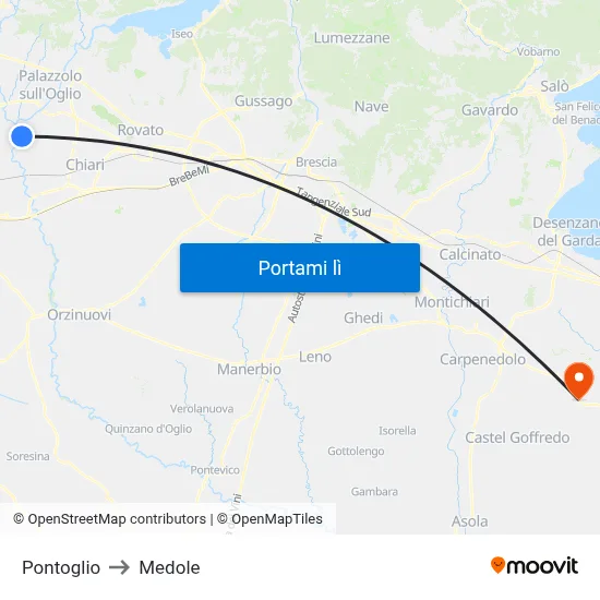 Pontoglio to Medole map