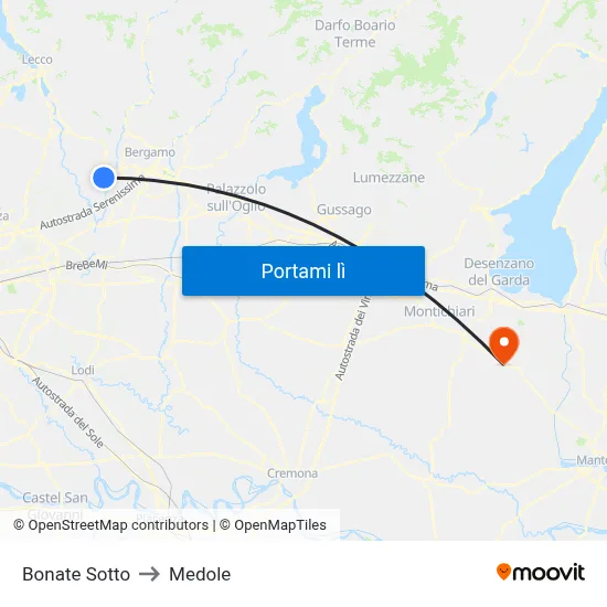 Bonate Sotto to Medole map