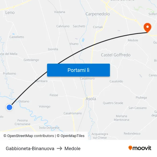 Gabbioneta-Binanuova to Medole map