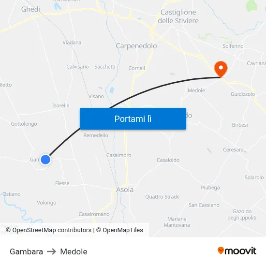 Gambara to Medole map