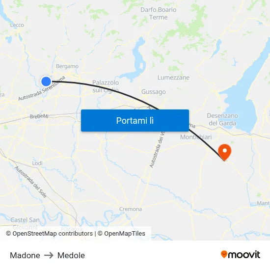 Madone to Medole map