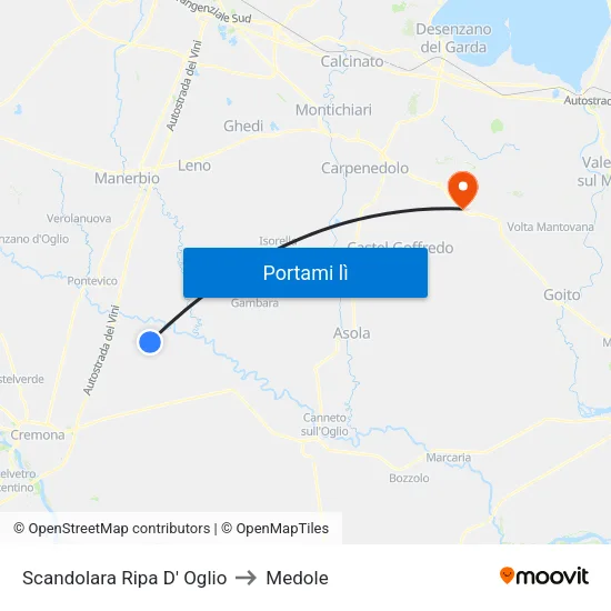 Scandolara Ripa D' Oglio to Medole map