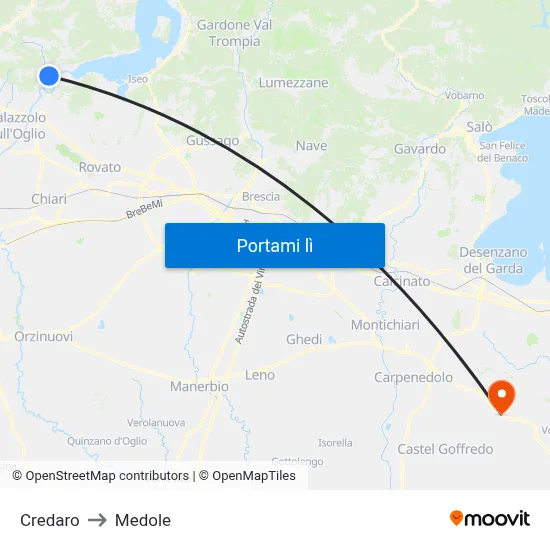 Credaro to Medole map