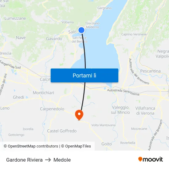 Gardone Riviera to Medole map