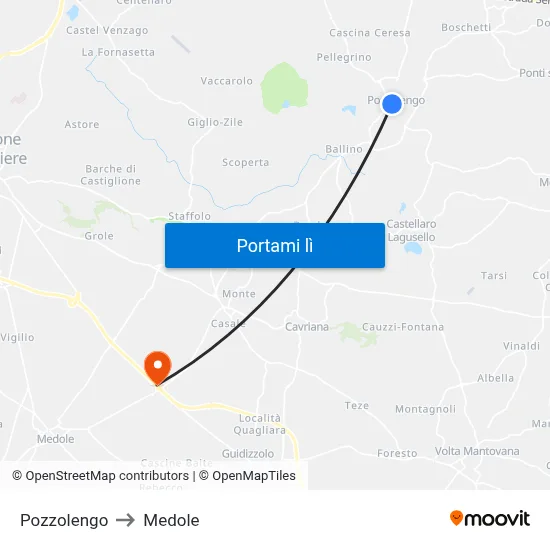 Pozzolengo to Medole map
