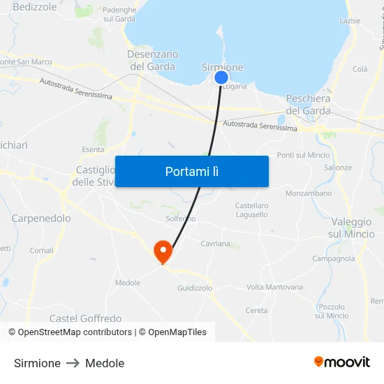 Sirmione to Medole map