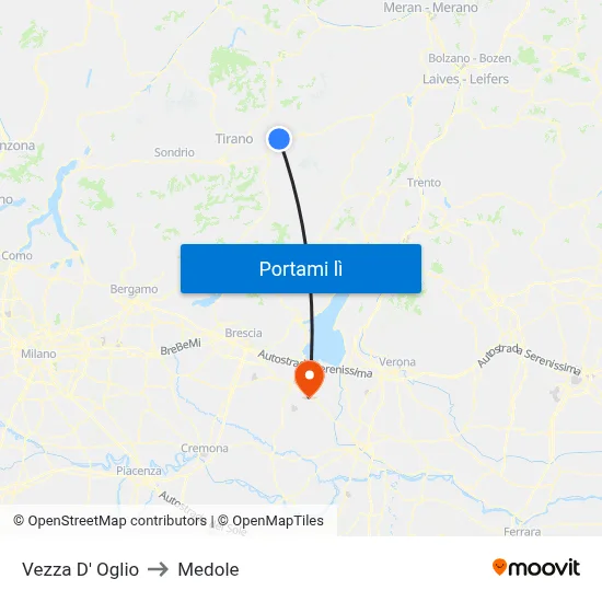 Vezza D' Oglio to Medole map