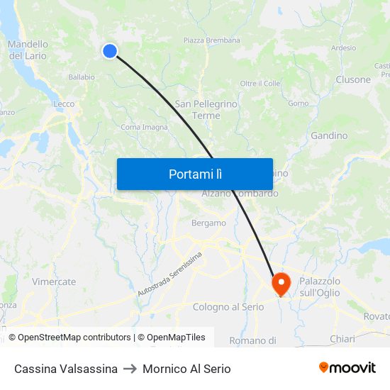 Cassina Valsassina to Mornico Al Serio map