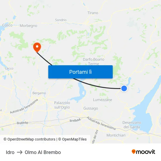 Idro to Olmo Al Brembo map