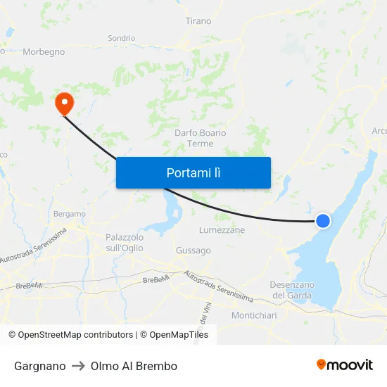 Gargnano to Olmo Al Brembo map