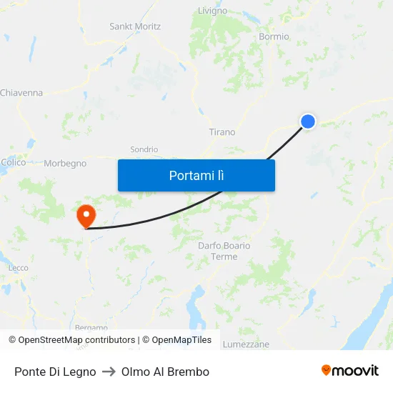 Ponte Di Legno to Olmo Al Brembo map