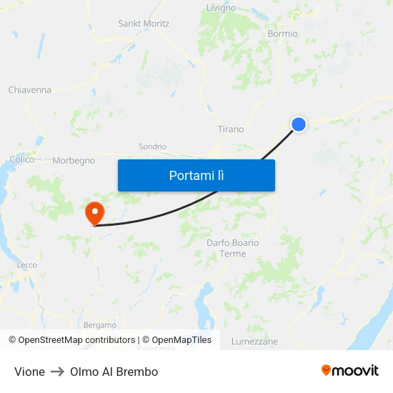 Vione to Olmo Al Brembo map