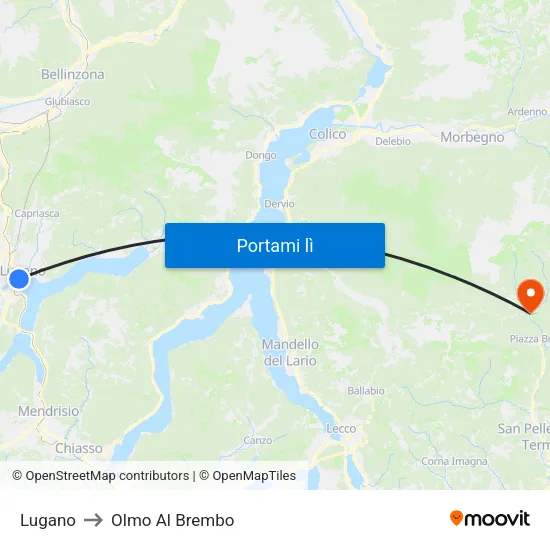 Lugano to Olmo Al Brembo map