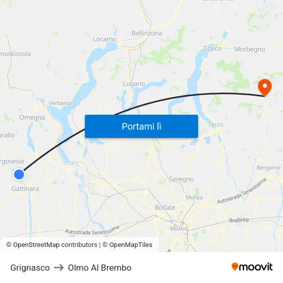 Grignasco to Olmo Al Brembo map