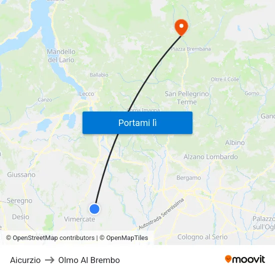 Aicurzio to Olmo Al Brembo map