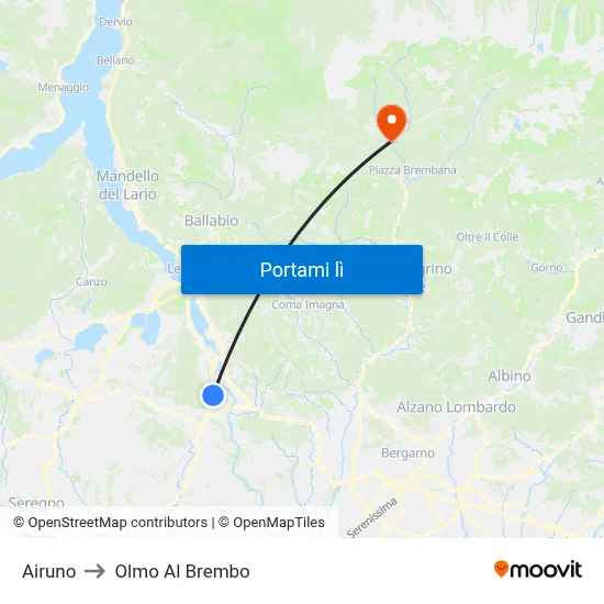 Airuno to Olmo Al Brembo map