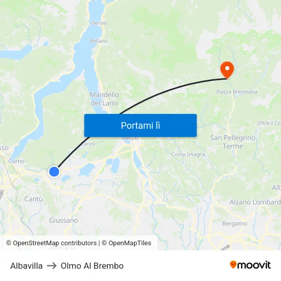 Albavilla to Olmo Al Brembo map