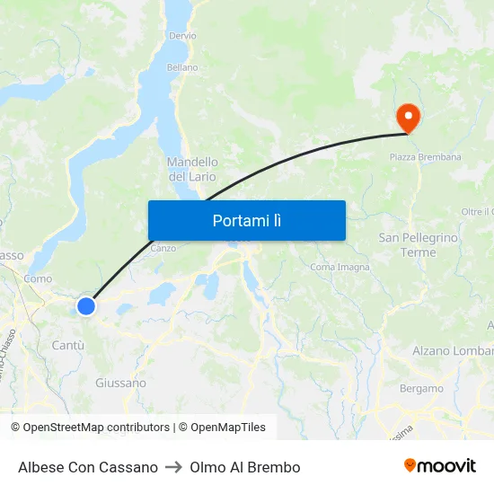 Albese Con Cassano to Olmo Al Brembo map