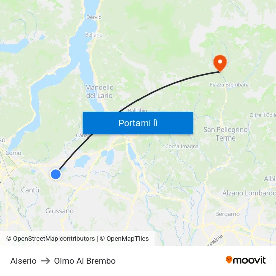Alserio to Olmo Al Brembo map