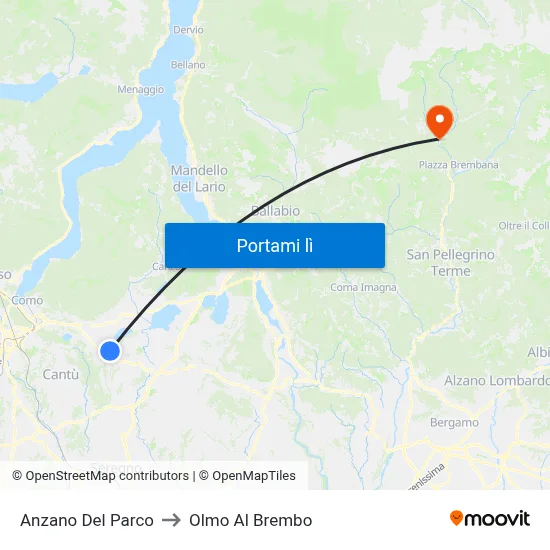 Anzano Del Parco to Olmo Al Brembo map