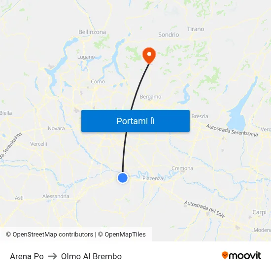 Arena Po to Olmo Al Brembo map