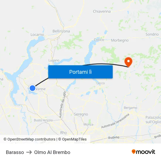 Barasso to Olmo Al Brembo map