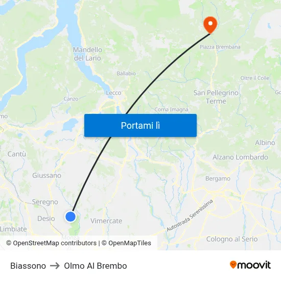 Biassono to Olmo Al Brembo map