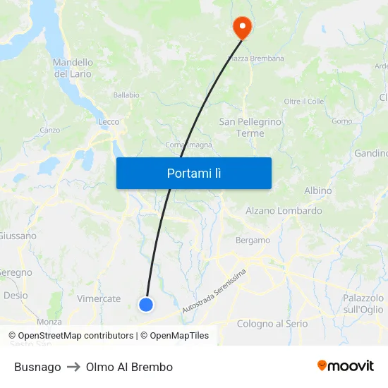 Busnago to Olmo Al Brembo map