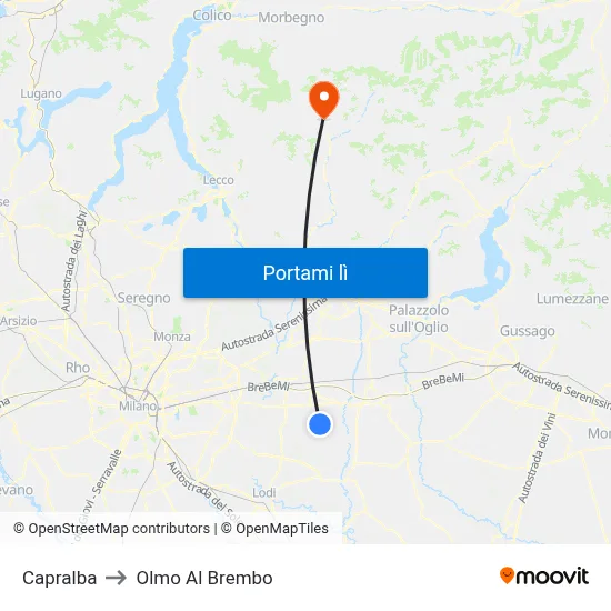 Capralba to Olmo Al Brembo map