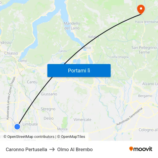 Caronno Pertusella to Olmo Al Brembo map