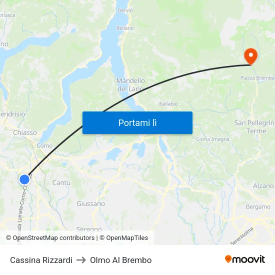 Cassina Rizzardi to Olmo Al Brembo map